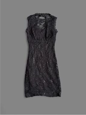 Josh & Jazz Sleeveless Black Lace Sequin lace Dress